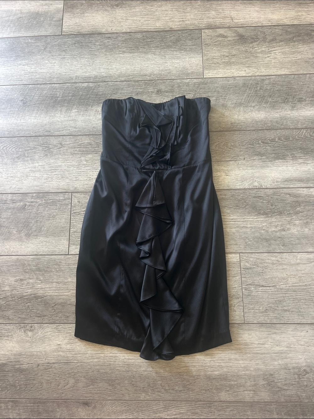 Express Strapless Black Ruffle-Front Cocktail Dress NWT
